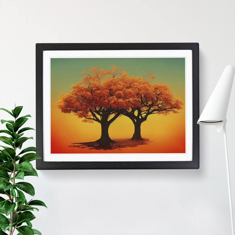 Blooming Trees - Single Picture Frame Painting, 46cm H x 64cm W x 2cm D, Black Framed