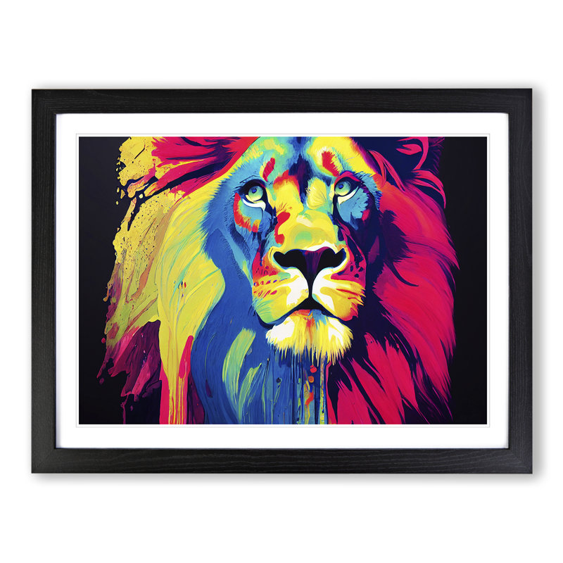 Lion Splash Vol.2 Abstract - Single Picture Frame Painting, 34cm H x 46cm W x 2cm D, Black