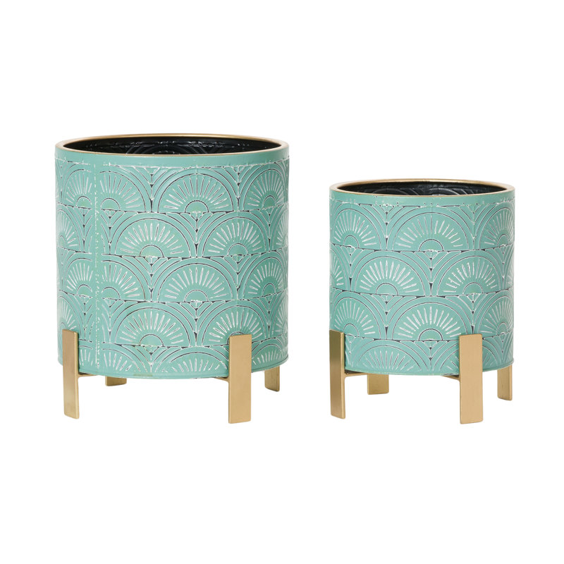 Sadie Glam Indoor Metal Pot Planter 4-Leg Metal Base - Set