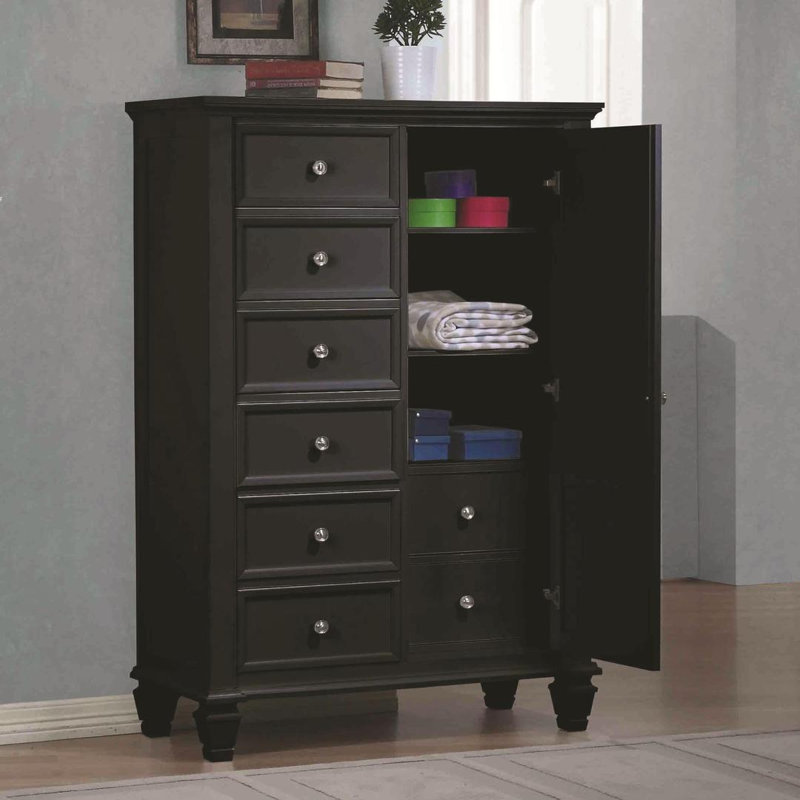Fraser 8-drawer Door Chest Black, Black