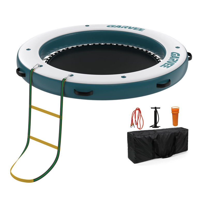 2.4m Round Inflatable Floating Dock with Hammock for 4-6 Adults | Non-Slip EVA Surface, Durable PVC, Supports 4-6 Adults for Lake, Pool & Beach