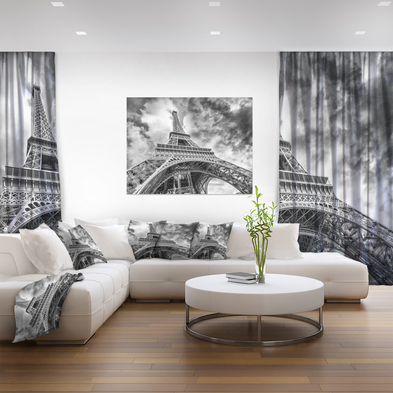 Black and White Paris Eiffel Tower Canvas Print, 12" x 20"