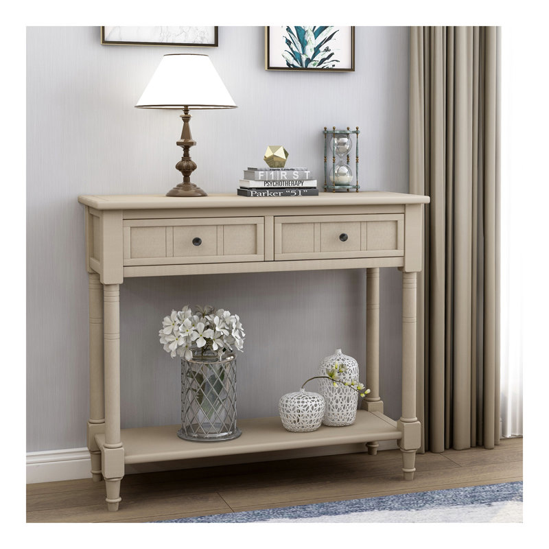 Console Daisy Series avec deux tiroirs et une tablette inférieure (gris rétro), Antique Grey