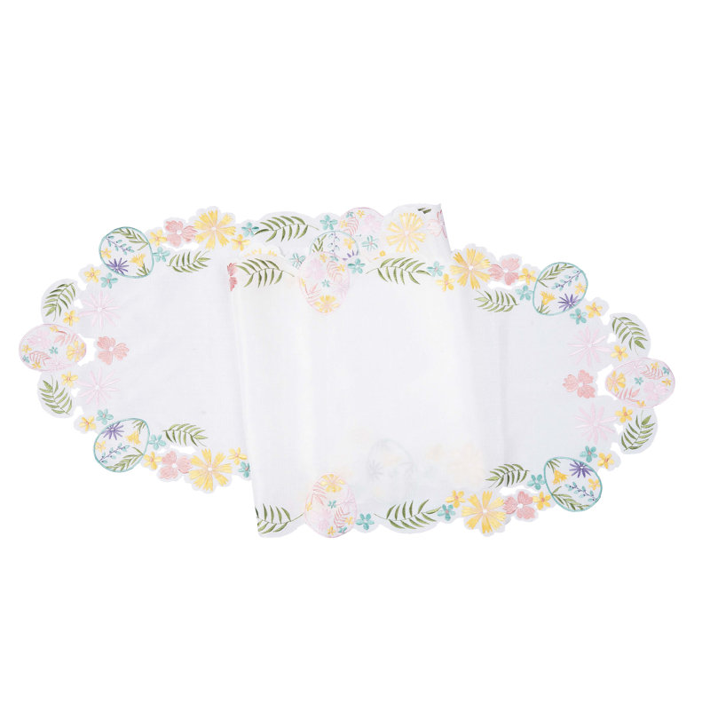 Elegant Easter Egg Cutwork Shaped Table Runner