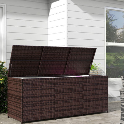 Pe Deck Box Outdoor Storage - 175 Gallon With Inner Liner For Garden Tools, Pool Brown Patio Mixed