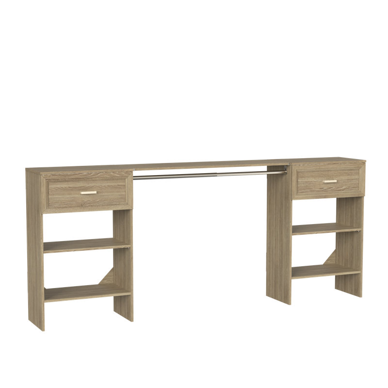 Ensemble de base de la collection Suiteymphony avec tiroirs traditionnels, tablette supérieure et tringle, Brun