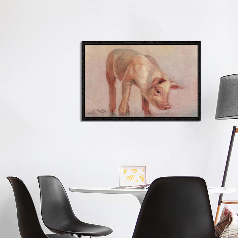 Little Pig by Annette Schmucker - Painting on Canvas, Black Framed, 101.6 cm H x 66.04 cm W