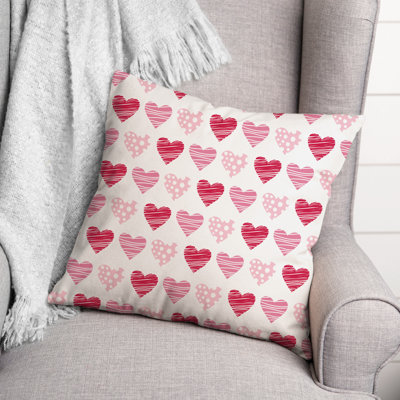  Tri Hearts Square Pillow Cover & Insert