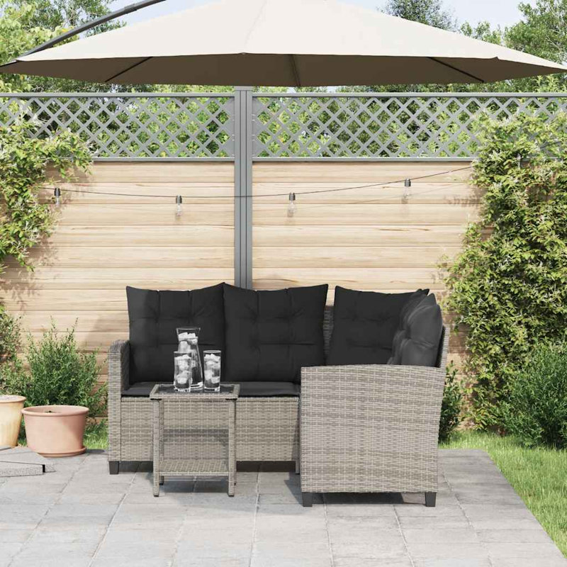  Canapé de jardin gris, rotin PE gris foncé, pieds réglables