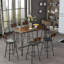 Pub High Dining Table Set, Industrial Style Pub Table, Pu Leather Bar Chairs-97893297-97893298-97893299