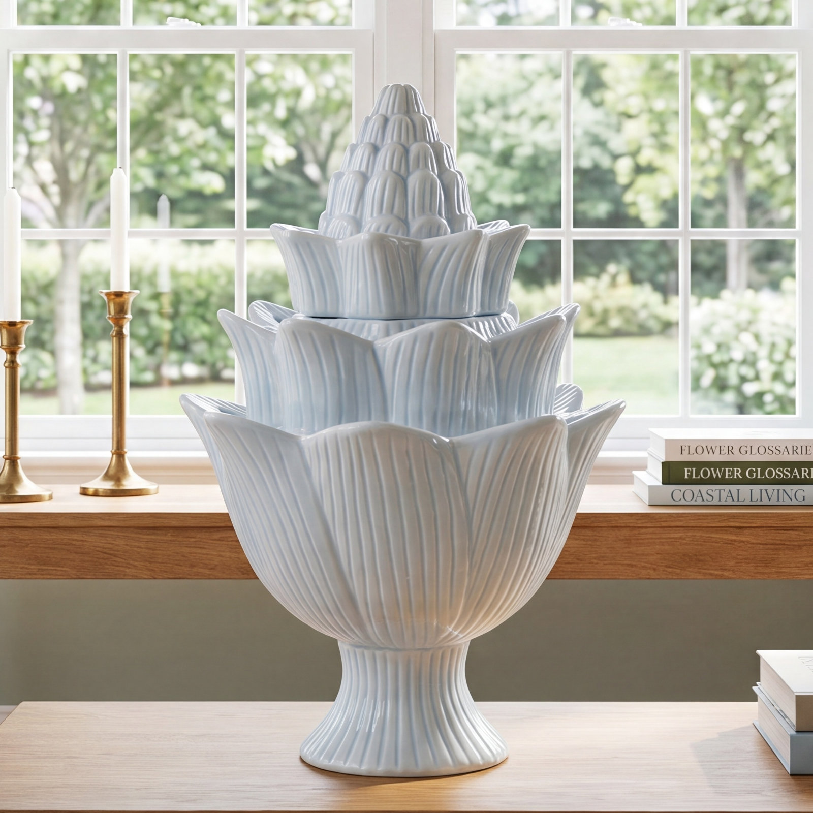 9.25'' Handmade Ceramic Table Vase, Light Blue