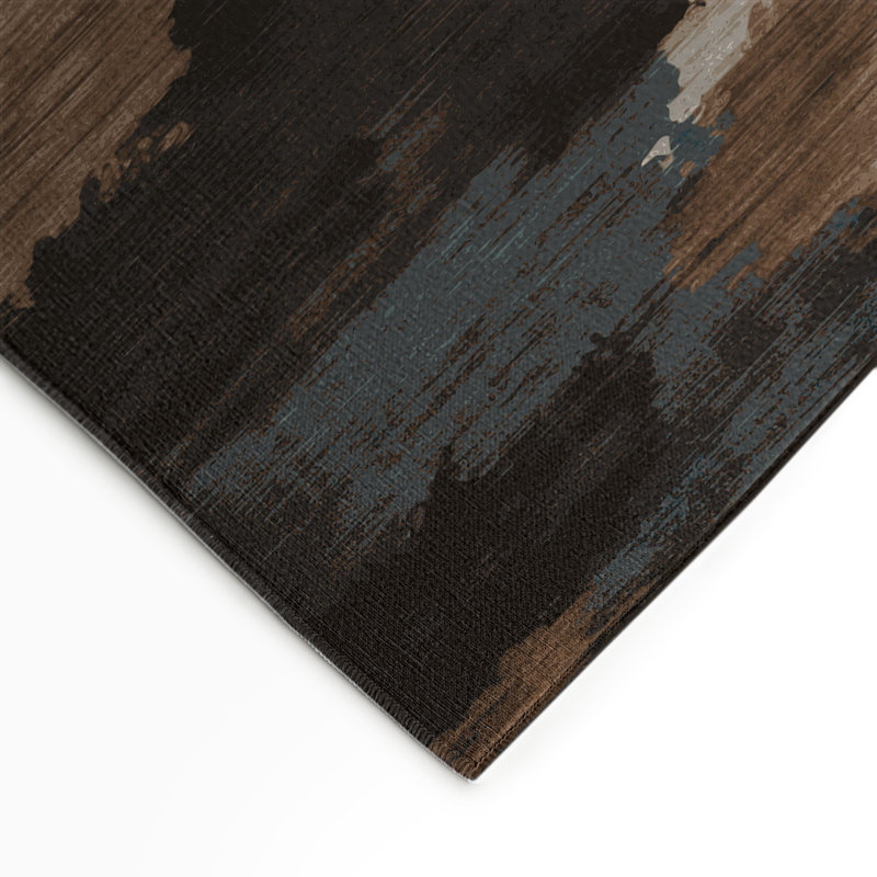 Tapis intérieur et extérieur brun Watercolor, Rectangle 5 pi x 7 pi