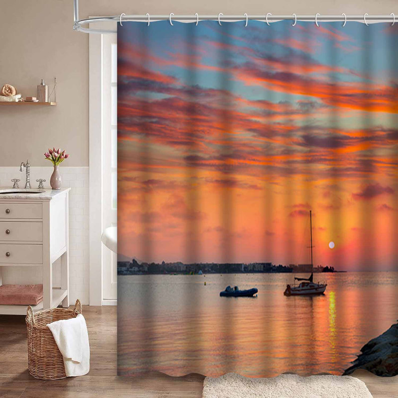 Plage, coucher de soleil, crépuscule, méditerranée, Espagne, océan, crépuscule, bleu, avec 12 crochets, L 72 po x l 78 po