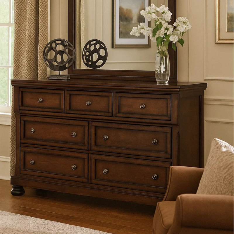 Commode double 7 tiroirs Ilfracombe, Brun