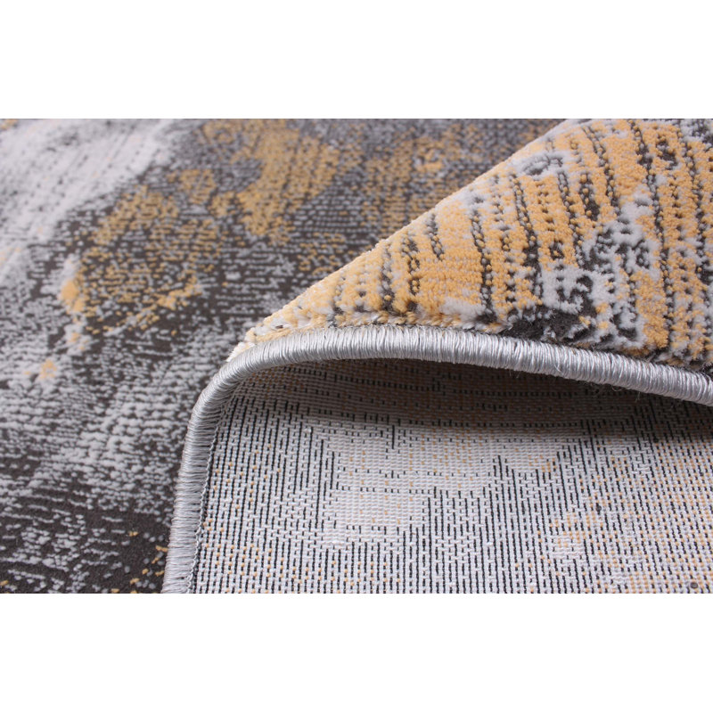 Tapis abstrait gris, Rectangle 5 pi 3 po x 7 pi 3 po