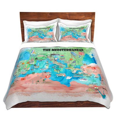 DiaNoche Duvet Cover Sets Microfiber by Markus Bleichner - Mediterranean Tourist Map 2