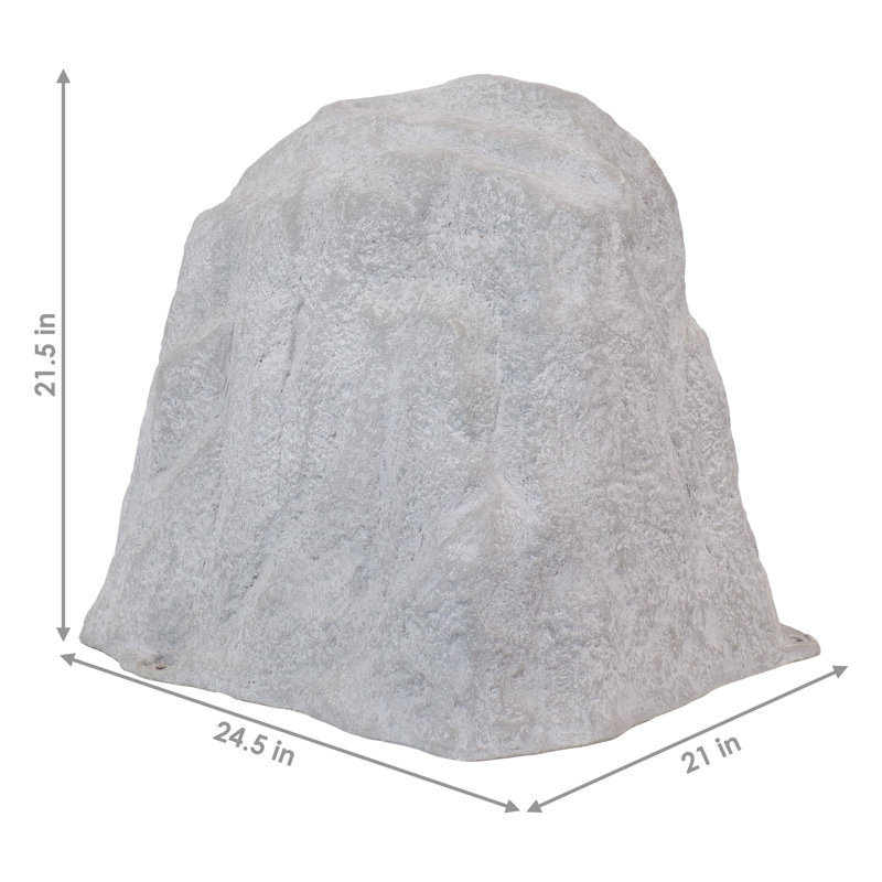 Gray Polyresin Faux Landscape Rock Cover with Metal Stakes