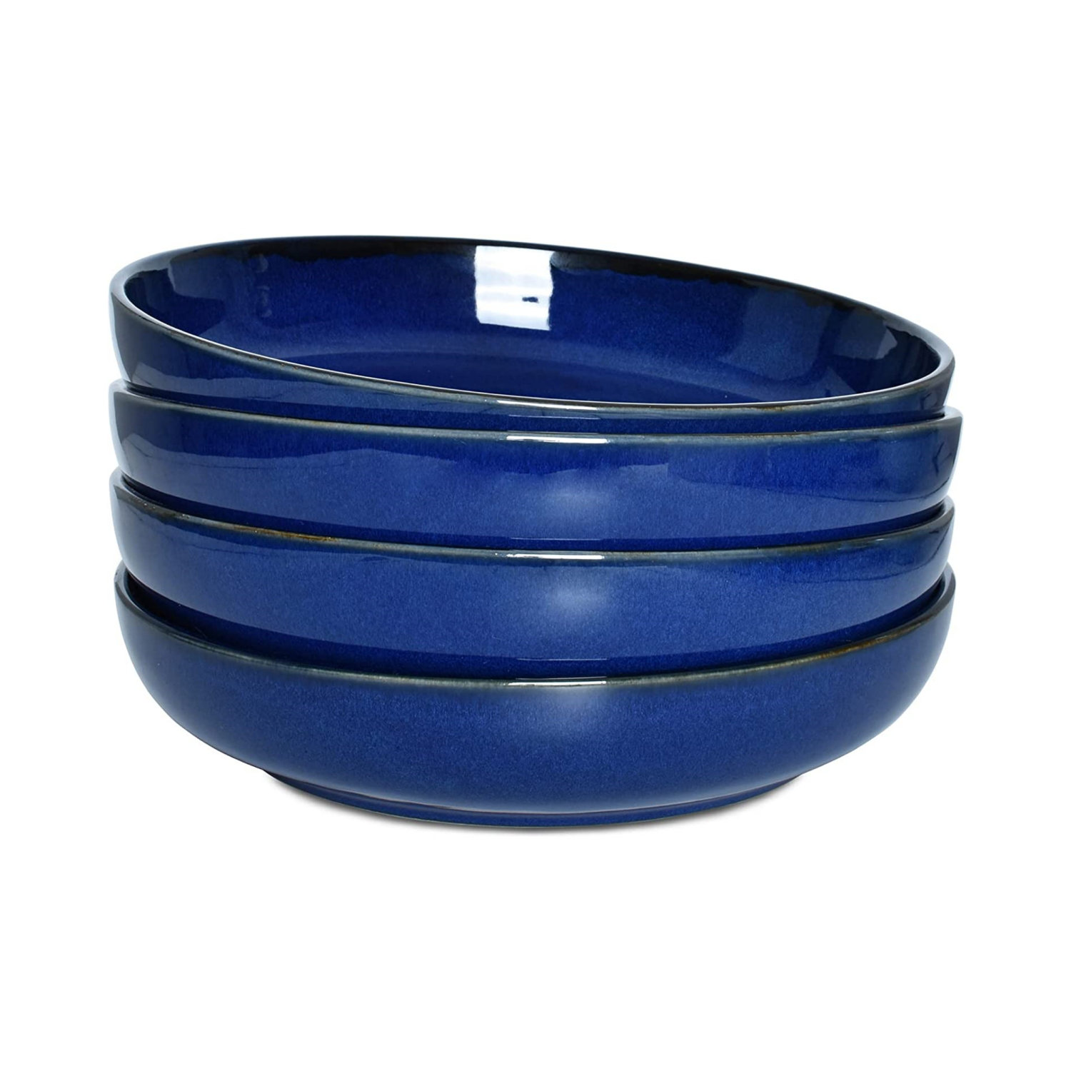 Starry Blue Ceramic Pasta Bowls Set, Set of 6, 32 Ounce Soup Bowls