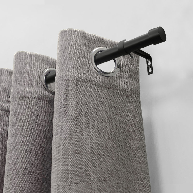Ensemble de tringle à rideaux simple télescopique avec embout Muhib, L 36 po à l 66 po, Noir mat