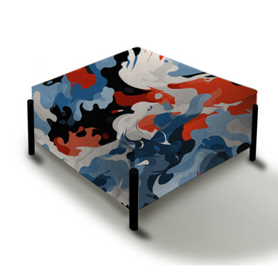 Blue And Red Liquid Ink Serenity - Camouflage Large Square Ottoman