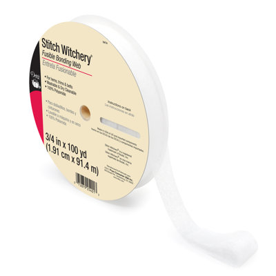 Sangle de collage fusible Dritz Stitch Witchery, poids régulier, 3/4 po x 100 verges, blanc