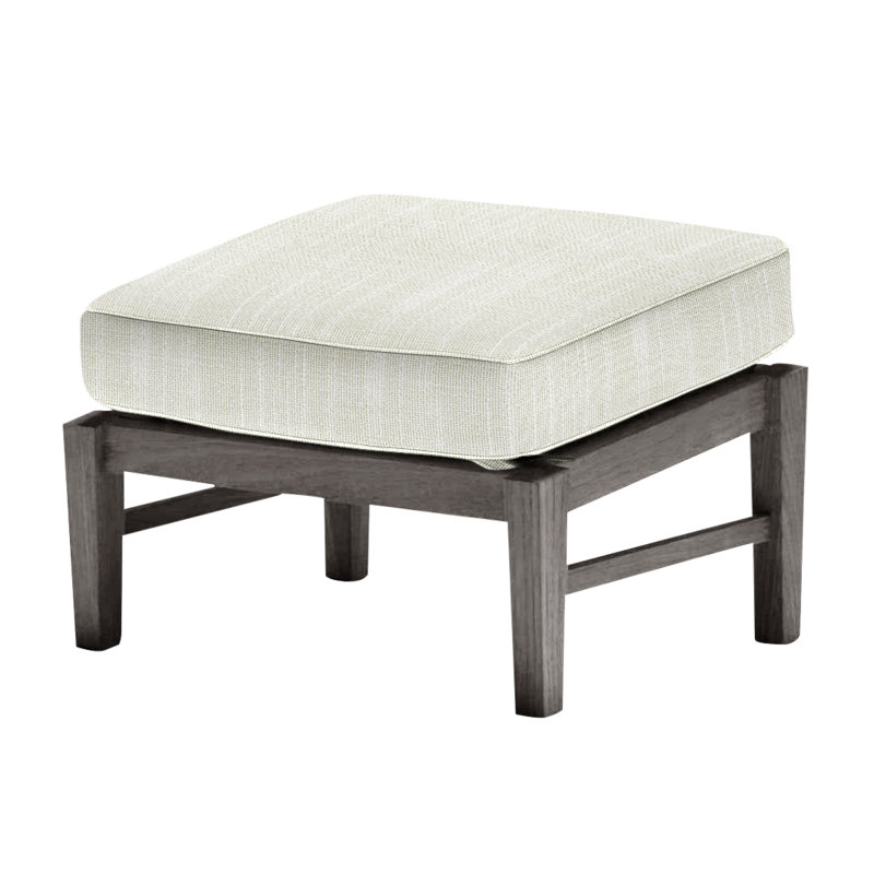 Repose-pieds Croquet en teck - Huître, Pas de soudure, InsideOut® Rollo ‑ lin crème, Teck huître