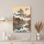 «Asian Mountain Temple with Red Maples and Moon», art mural sur toile-133464040