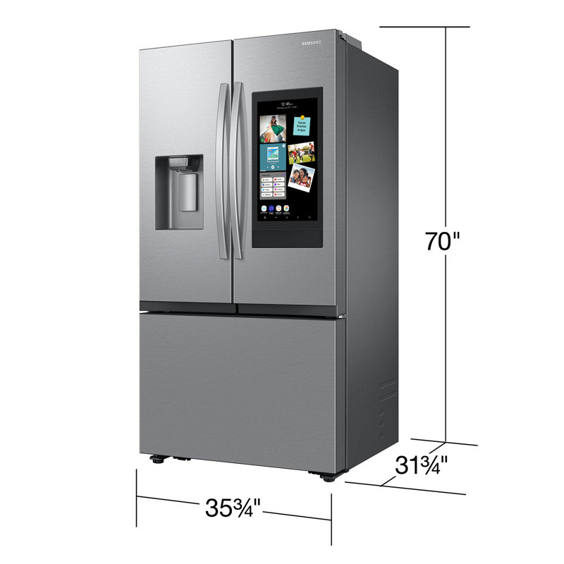 Samsung Stainless Steel Kitchen Package with 25 cu. ft. Mega Capacity Counter Depth 3-Door French Door Refrigerator with Family Hub and Gas Range