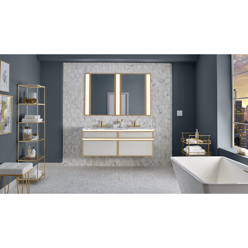 Profiles Framed 30" Bathroom Vanity Base Only, Beach/Matte Gold, Full Drawer, No