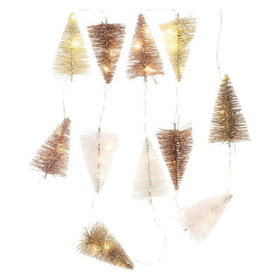  Guirlande de lumière à paillettes et arbre à brosse à DEL, 68 po - 11 mini arbres sur fil transparent pour manteaux, guirlandes et centres de table