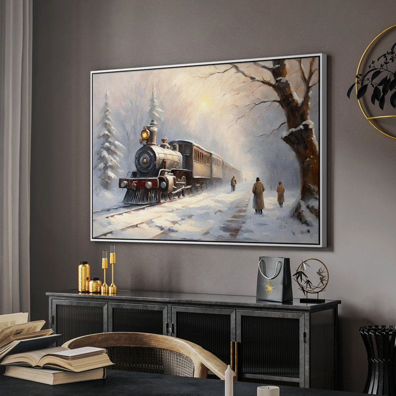 Paysage rétro - CC, Toile encadrée flottée blanche, H 17 po x l 25 po x P 2 po