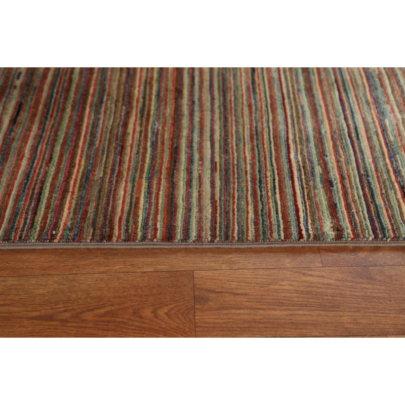 Tapis oriental rayé Gabbeh Kashkoli fait à la main 6 x 8