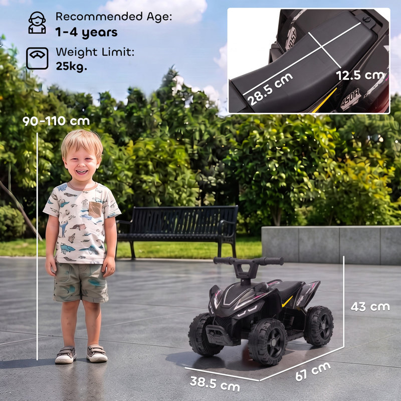 HOMCOM Battery Powered Ride On Toy, Black