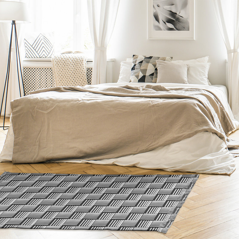 Tapis basketweave rayures black area, Oui