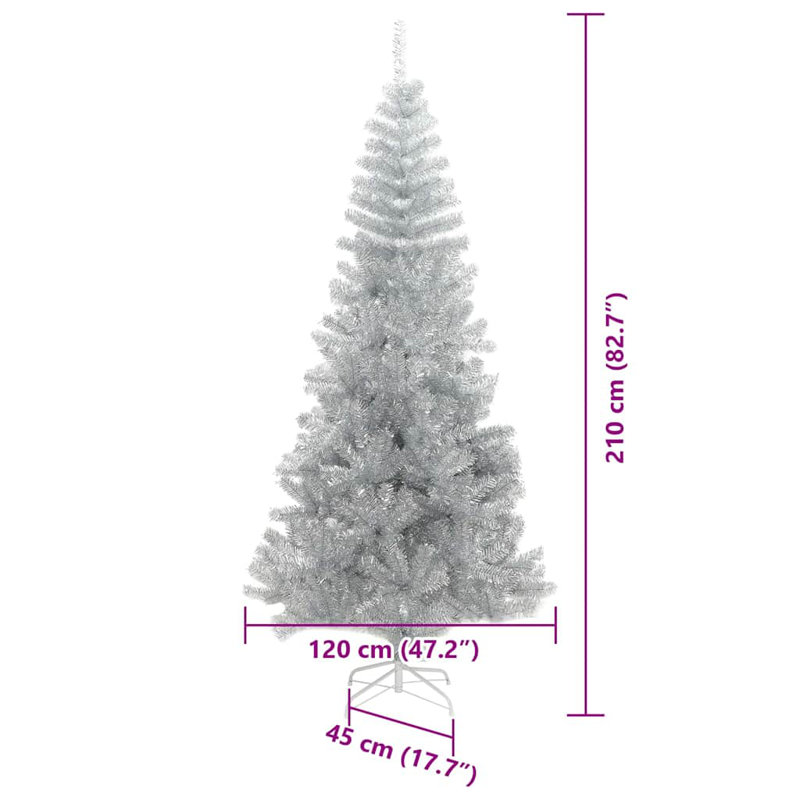 vidaXL Christmas Tree with 300 LEDs with Stand Silver PET, 6.89 ft