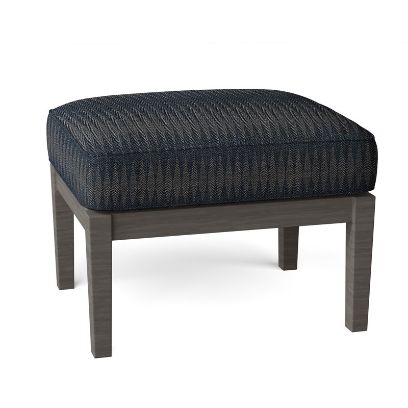 Lattice Outdoor Ottoman with Cushion, Welt, Verona Silver