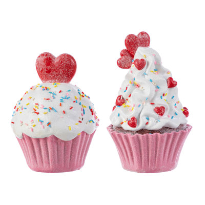 S/2 Valentine's Resin Cupcakes Table Decor