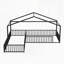 Double lit simple en L Montessori, structure en métal avec clôtures cloisonnées, lit de plancher de style maison pour 2 enfants, sans lattes, noir-888886769