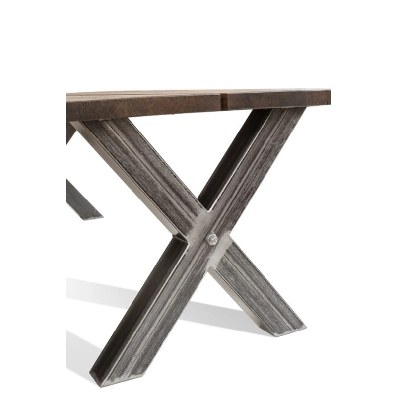 Istanbul Solid Wood Top Metal Base Dining Table