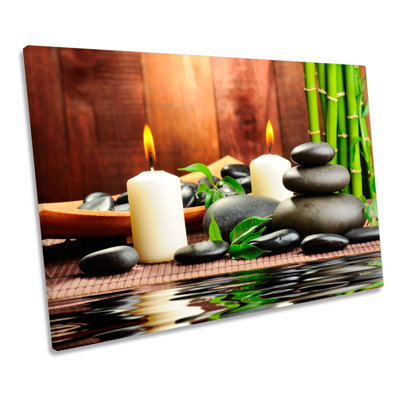 Candless Candles Zen Stones Spa Bamboo - Wrapped Canvas Print