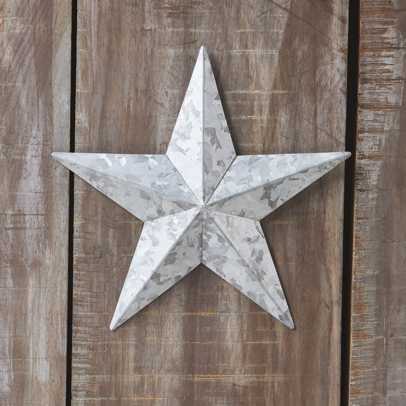  Festive Metal Star Wall Decor, 8" H x 8" W x 0.75" D, Gray