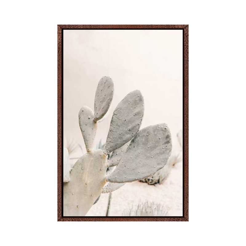 Neutral Cactus - Print on Canvas, 66.04cm H x 45.72cm W x 3.81cm D, Classic Brown Wood Framed