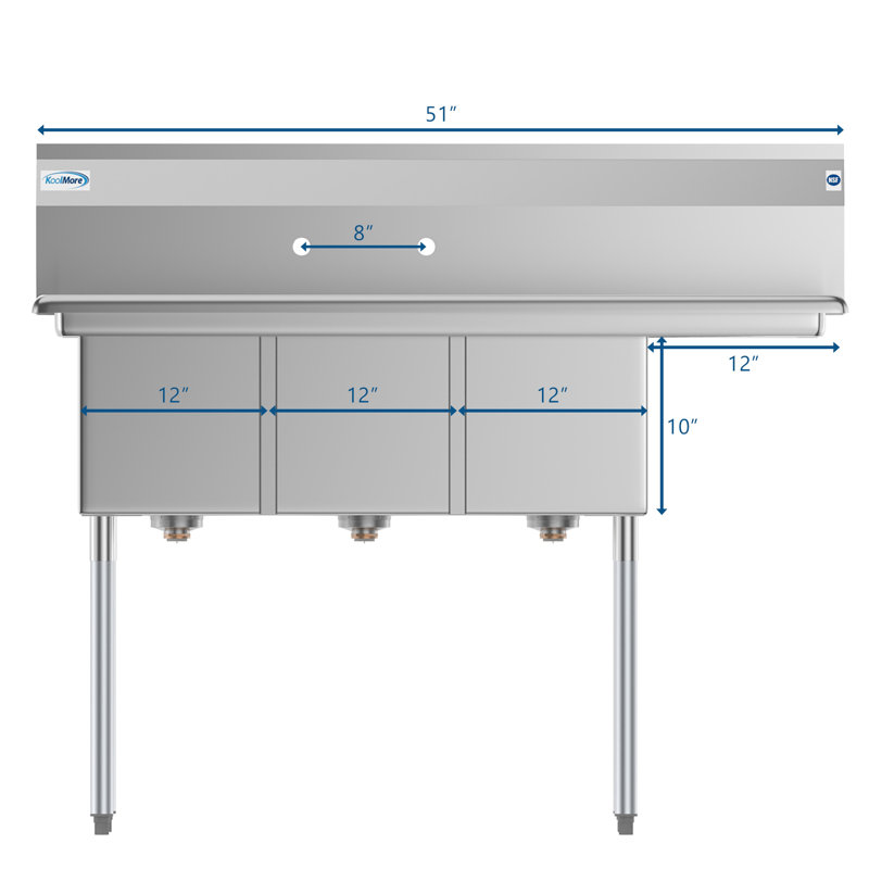 51 " L x 22 " W Silver Freestanding Service Sink