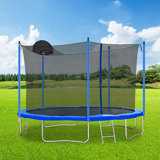 Ceballos 12' Foldable Oval Toddler Trampoline with Handlebar