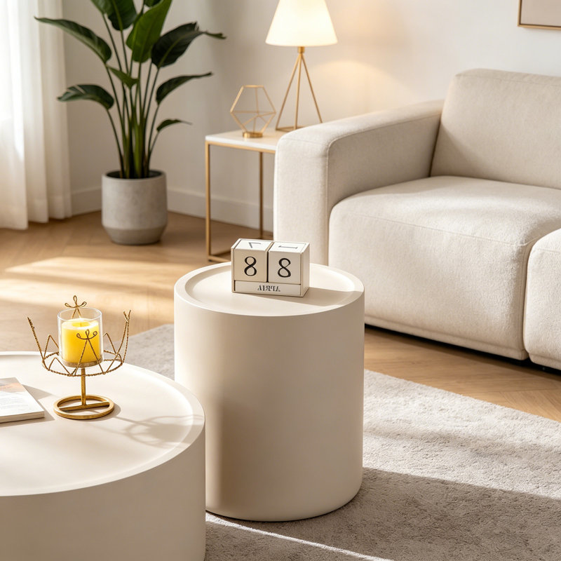 Round End Table with Mars Pattern