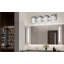 Luminaire de salle de bain en nickel brossé (4 lumières, 24 pouces), (3000K / 4000K / 6000K, intensité variable) Luminaire de salle de bain à DEL, applique murale moderne sur miroir avec abat-jour en verre transparent-285548349-282904083