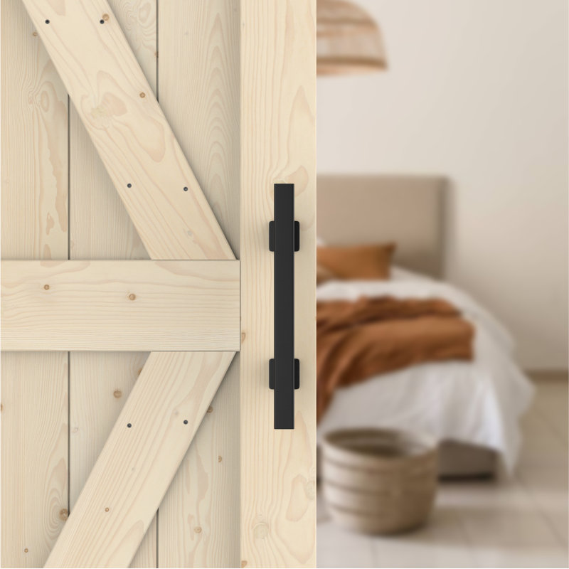 Barn Door Steel Handle/Pull Bar Cuboid For Bedroom Kitchen Shower Bathroom Sliding Barn Door Hardware Kit, Black