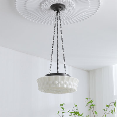 French Retro Cream-Style Wrought Iron Glass Chandelier