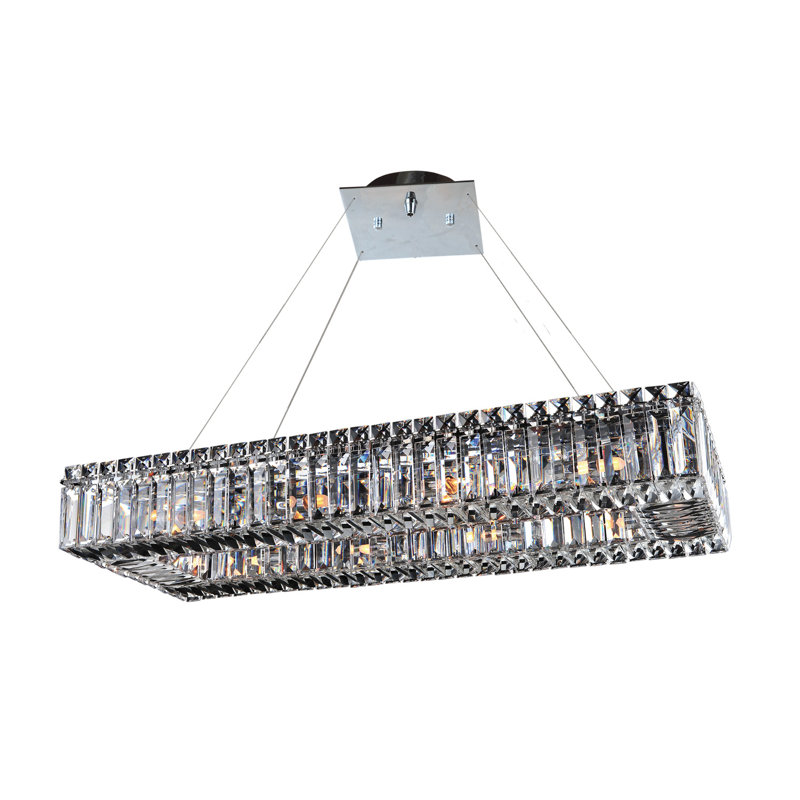 Quantum Elegance 30" Chrome Island Pendant with Clear Crystals