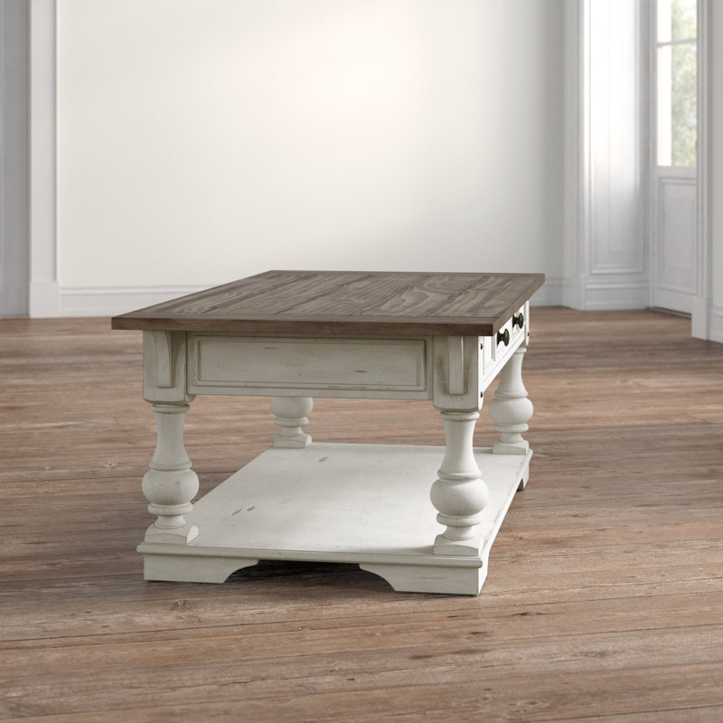 Morgan Creek Antique White Rectangular Coffee Table with Storage